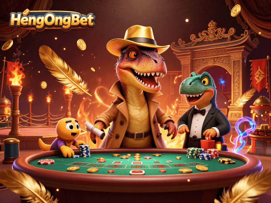 HengOngBet stimulates excitement at the blackjack table with a velociraptor card counter and stegosaurus pit boss.