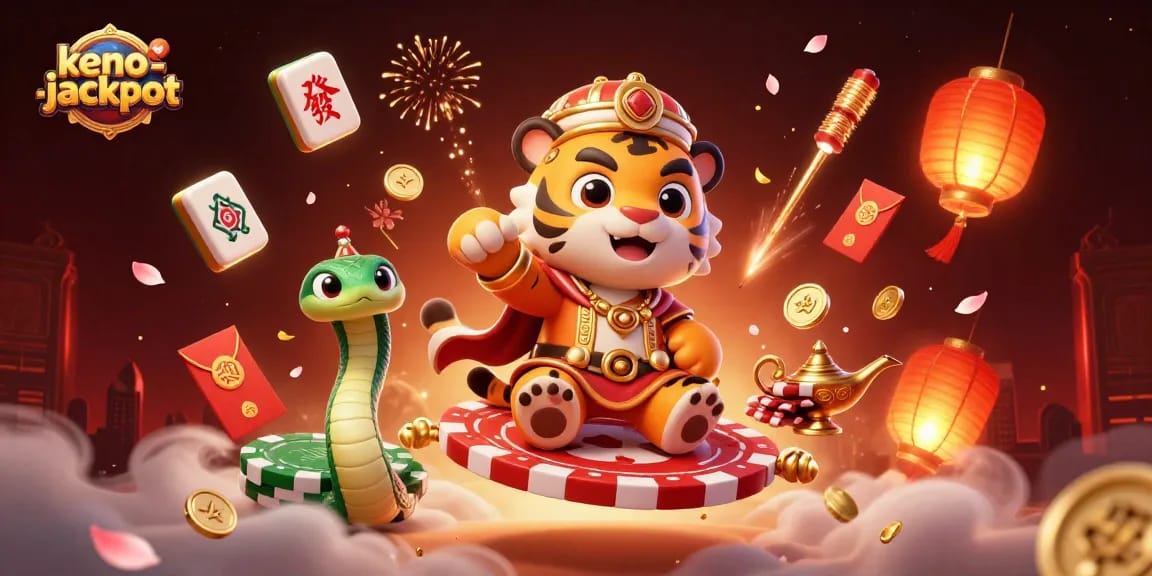 Experience thrilling keno-jackpot gameplay with a dynamic 3D cartoon scene featuring vibrant casino elements.