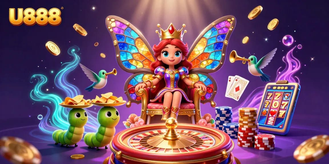 U888 offers a vibrant gaming experience with exciting casino elements in a stunning 3D illustration.