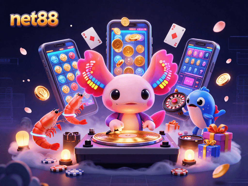Experience thrilling gameplay with net88 in this vibrant scene of a neon casino adventure.