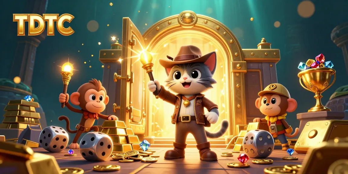 Engage with TDTC through a vibrant 3D scene showcasing animated casino artifacts and treasures.