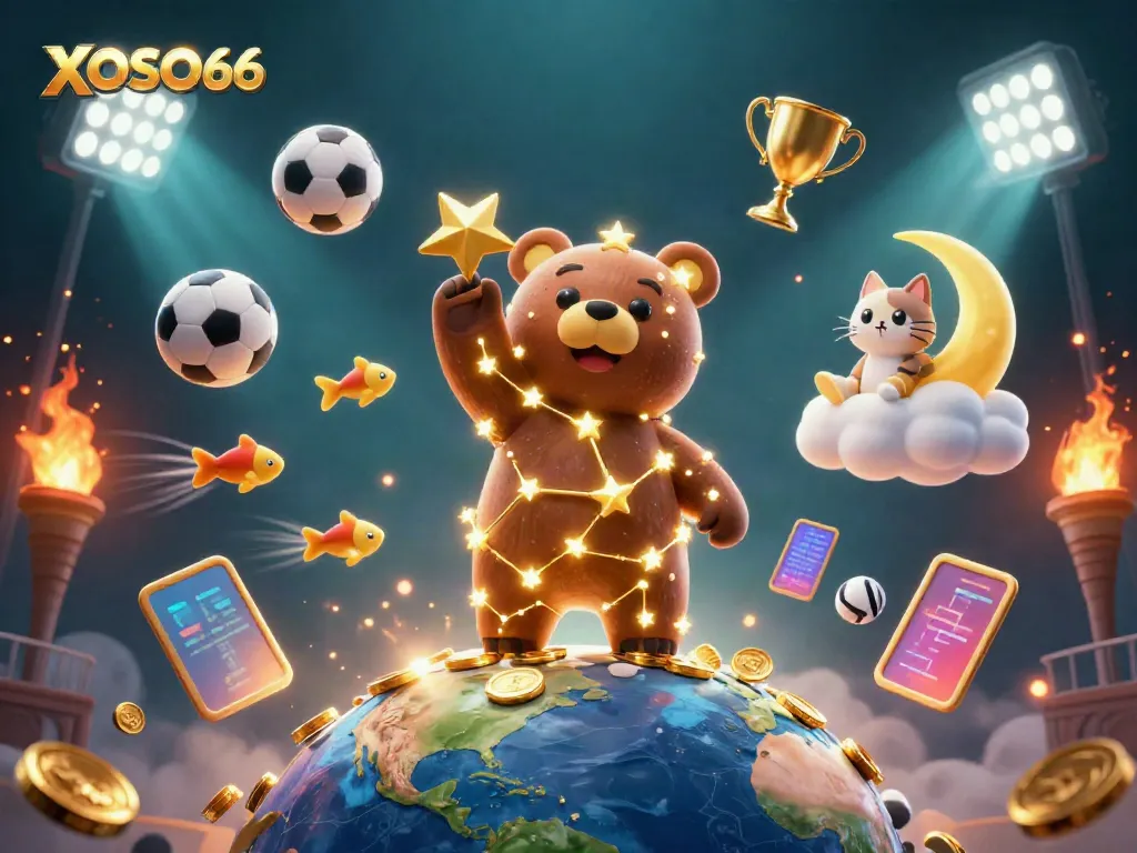 Experience the excitement of XOSO66 while scooping winning coins in an engaging 3D casino scene.