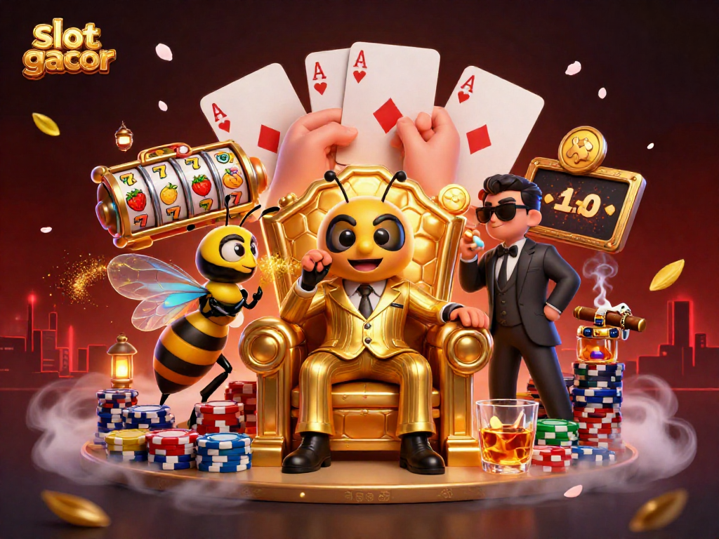 Play slot gacor with vibrant 3D characters in a lively casino atmosphere and dynamic game elements.