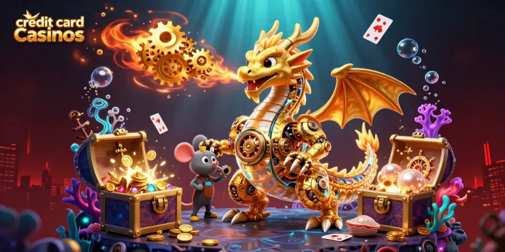 Explore thrilling action at credit card casinos with vibrant 3D visuals and engaging game elements.