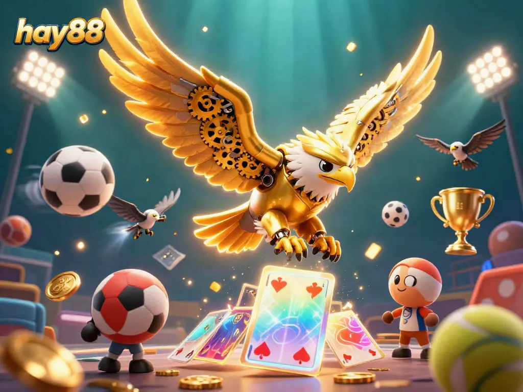Experience the thrilling dive of the hay88 golden eagle amidst dynamic sports betting elements.
