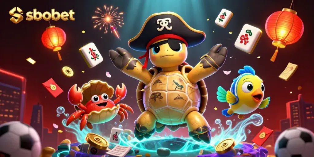 Experience thrilling sbobet sports betting with a vibrant underwater scene of animated characters and casino elements.