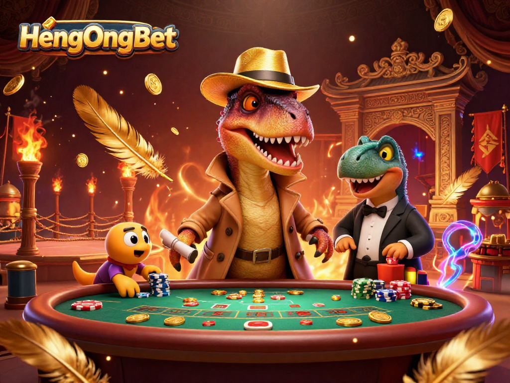 HengOngBet stimulates excitement at the blackjack table with a velociraptor card counter and stegosaurus pit boss.