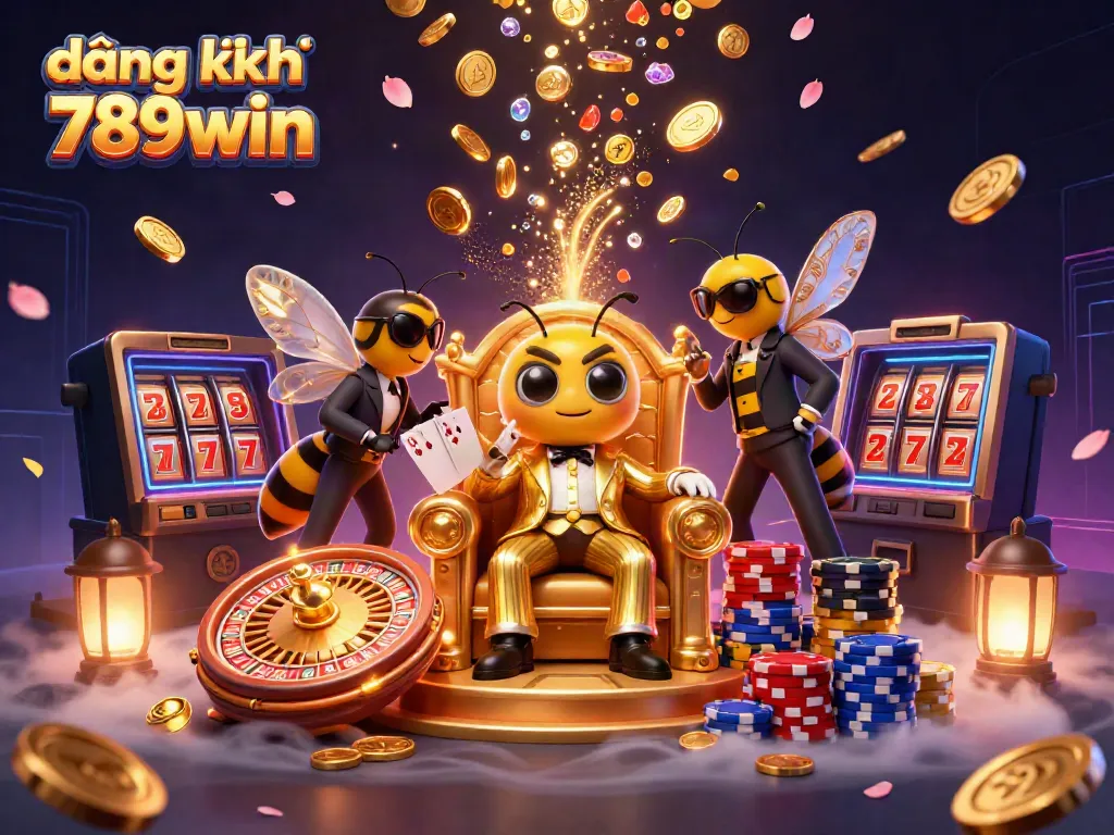 Experience the excitement of đăng ký 789win with a vibrant 3D illustration showcasing a buzzing casino ambiance.