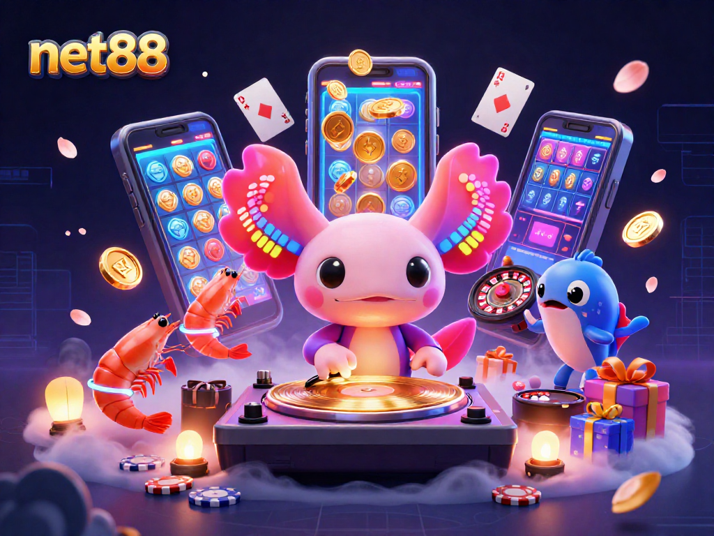 Experience thrilling gameplay with net88 in this vibrant scene of a neon casino adventure.