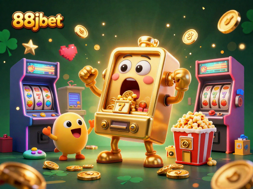 Celebrate jackpots at 88jbet with this vibrant 3D illustration of winning slot machines.