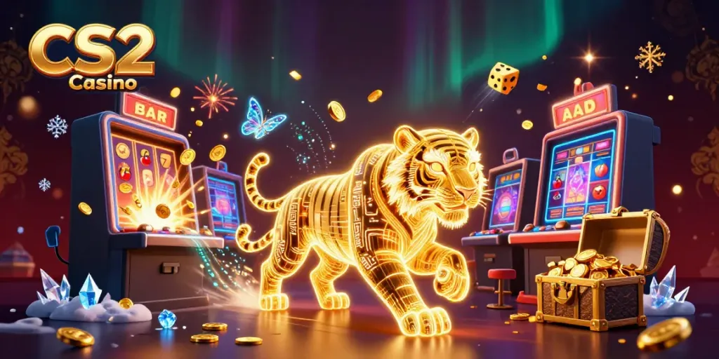Experience the excitement of CS2 Casino with a dynamic scene of vibrant characters and casino elements.