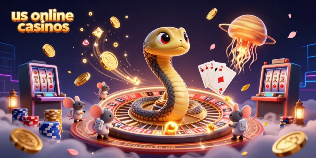 Experience exciting us online casinos with an engaging cosmic theme featuring playful elements.