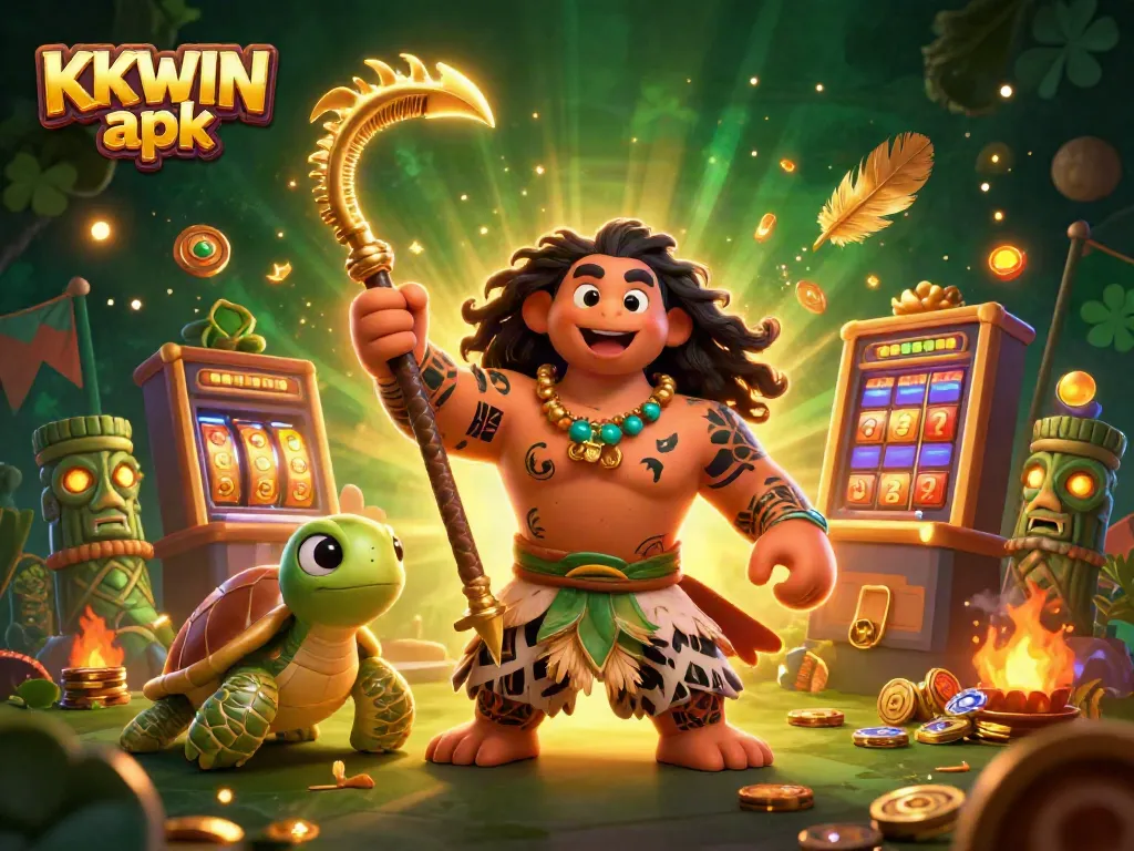 Experience thrilling gameplay with KKWIN apk, featuring vibrant 3D characters and slot machines.