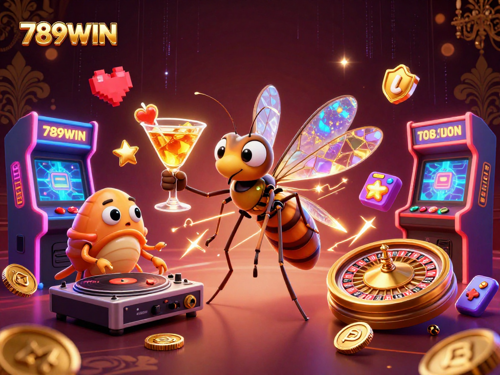 Experience thrilling gaming with 789WIN's vibrant 3D casino mascot and dynamic elements.