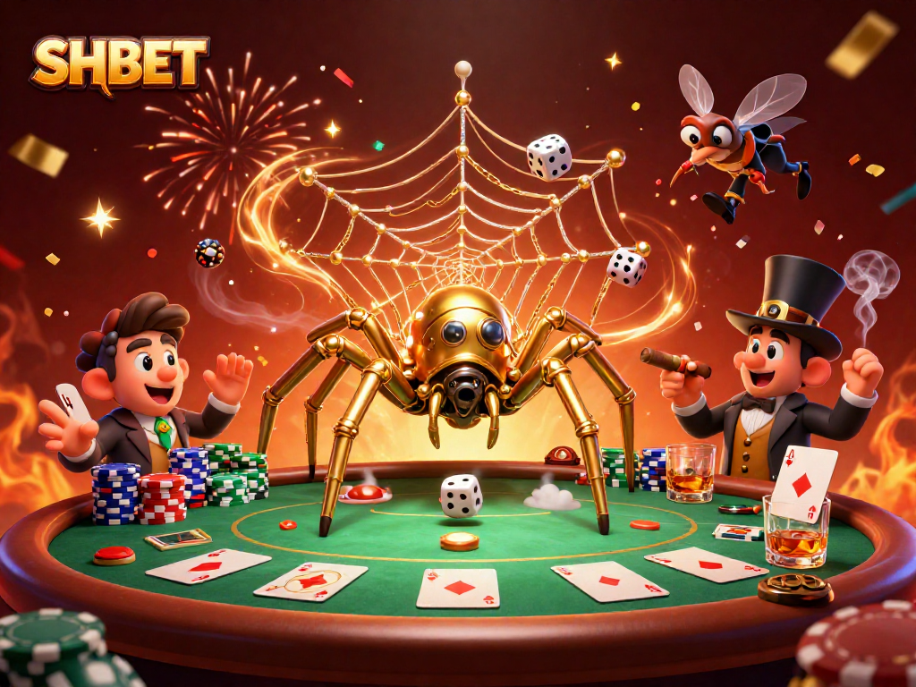 Engage with SHBET as a steampunk golden spider spins a web of thrilling casino winnings.