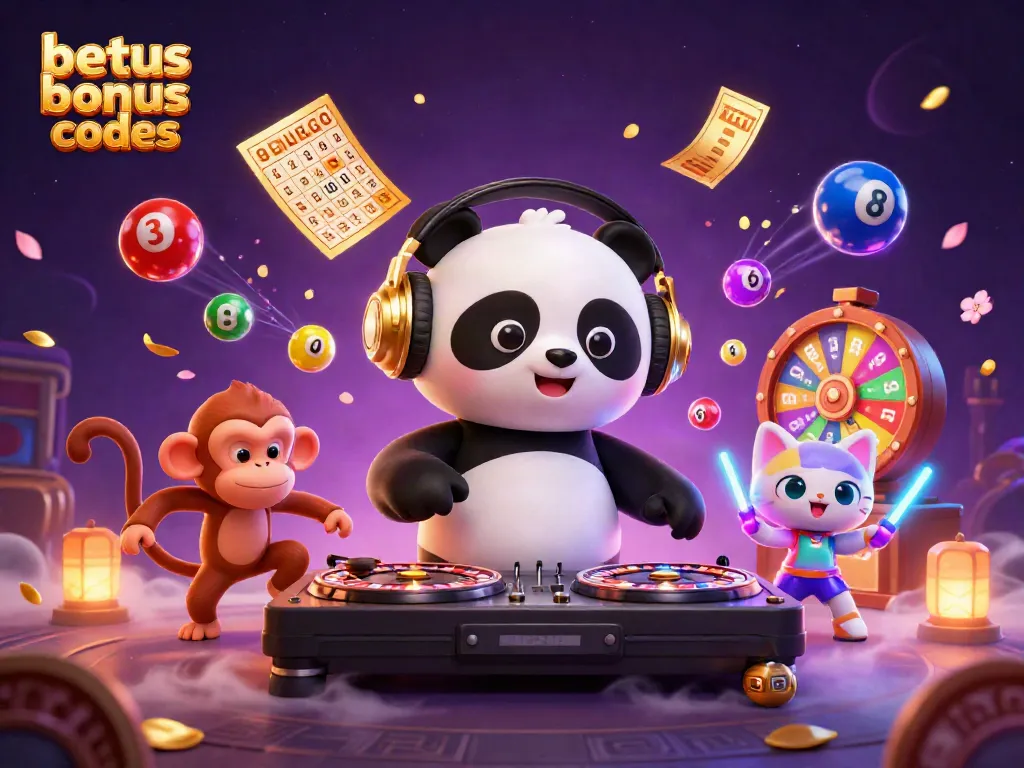 Experience the excitement of betus bonus codes with vibrant illustrations of games and characters.