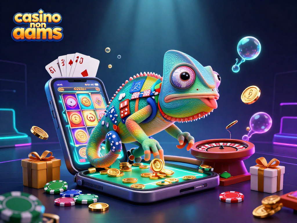Scopri il mondo dei giochi nei casino non AAMS, un camaleonte che cattura monete d'oro.