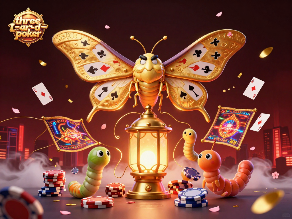 Engage in exciting three-card-poker action with vibrant characters and casino elements dynamically illustrated.