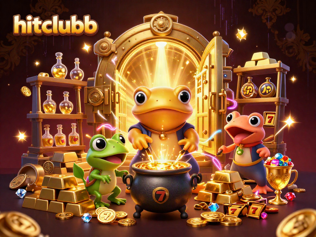 Hitclubb's golden salamander alchemist transforms metals into coins amidst vibrant casino symbols.