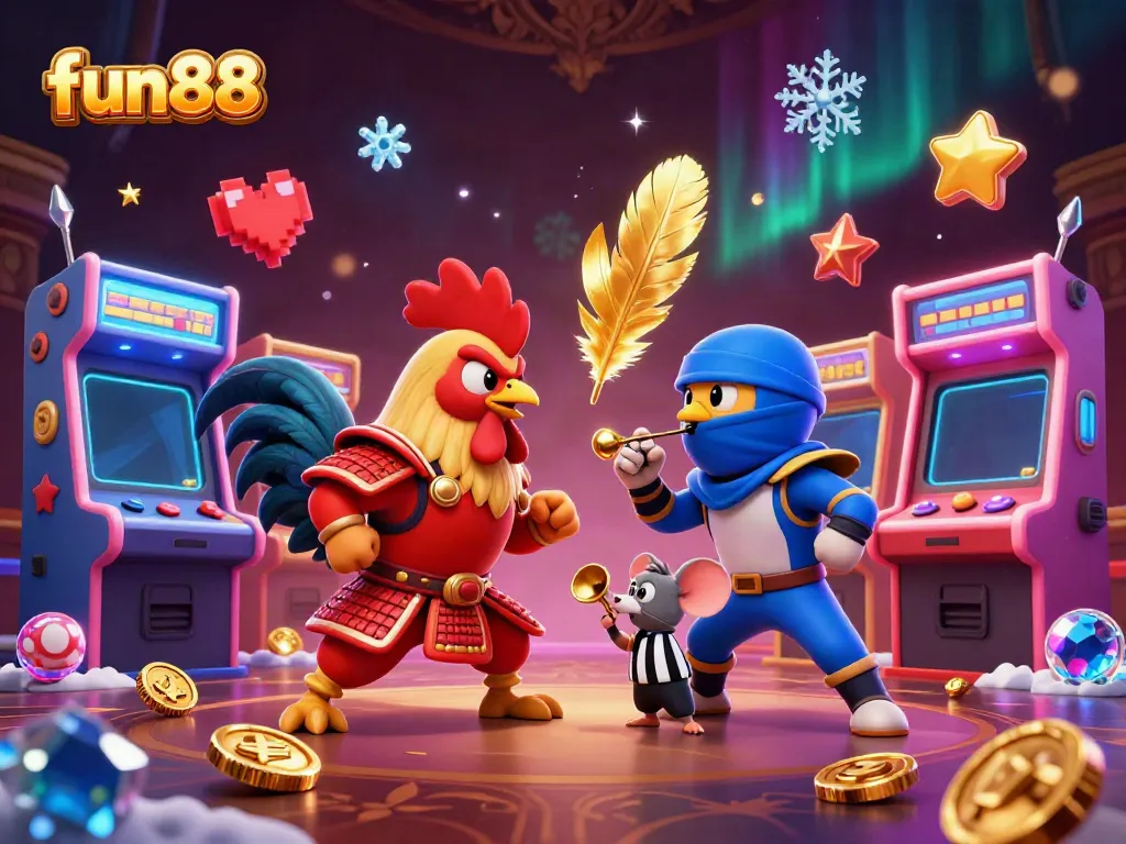 Watch exciting fun88 rooster showdown in a colorful casino ambiance!