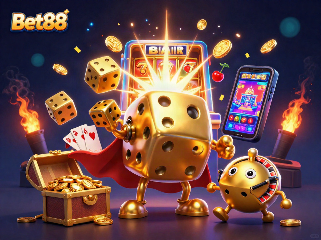 Experience engaging gameplay at Bet88 with a vibrant 3D casino scene full of action and excitement.