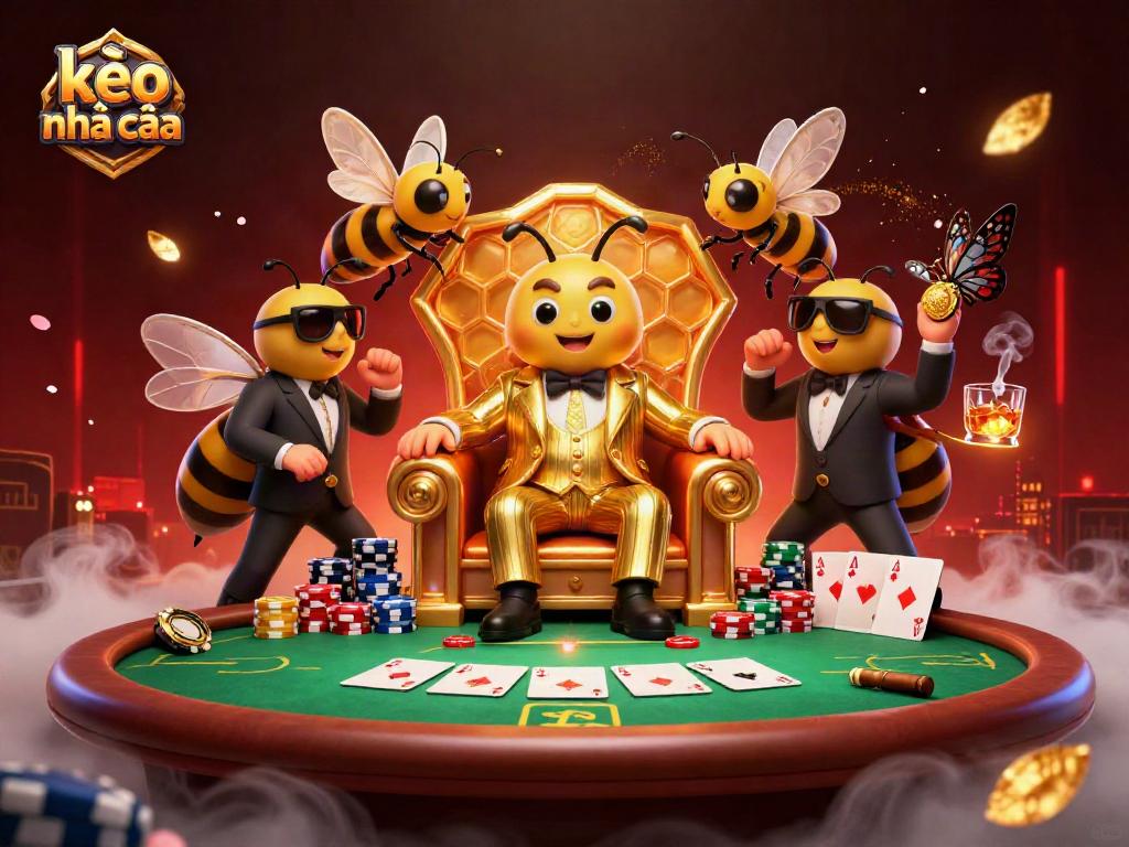 Engage in kèo nhà cái excitement with a vibrant 3D illustration showcasing poker elements and charismatic characters.