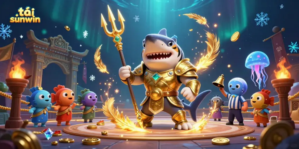 Experience the thrill of tải sunwin in a vibrant underwater casino scene with dynamic characters and effects.