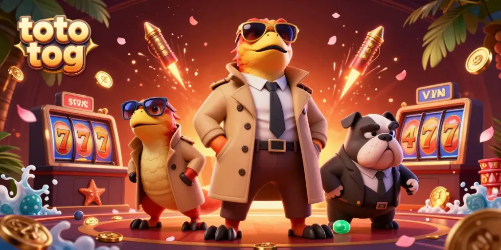Experience the fun with toto tog as cartoon raptors try to enter a VIP casino.