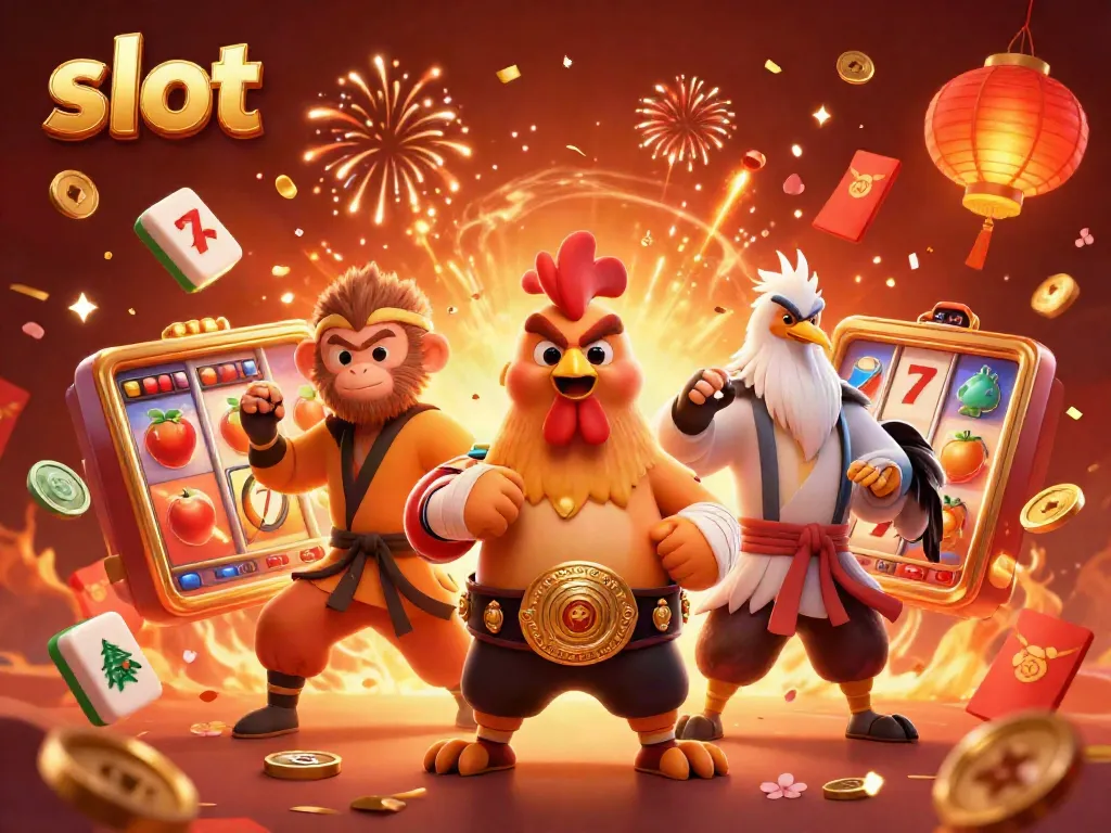 Experience thrilling slot action with vibrant 3D characters amidst a dynamic casino atmosphere.