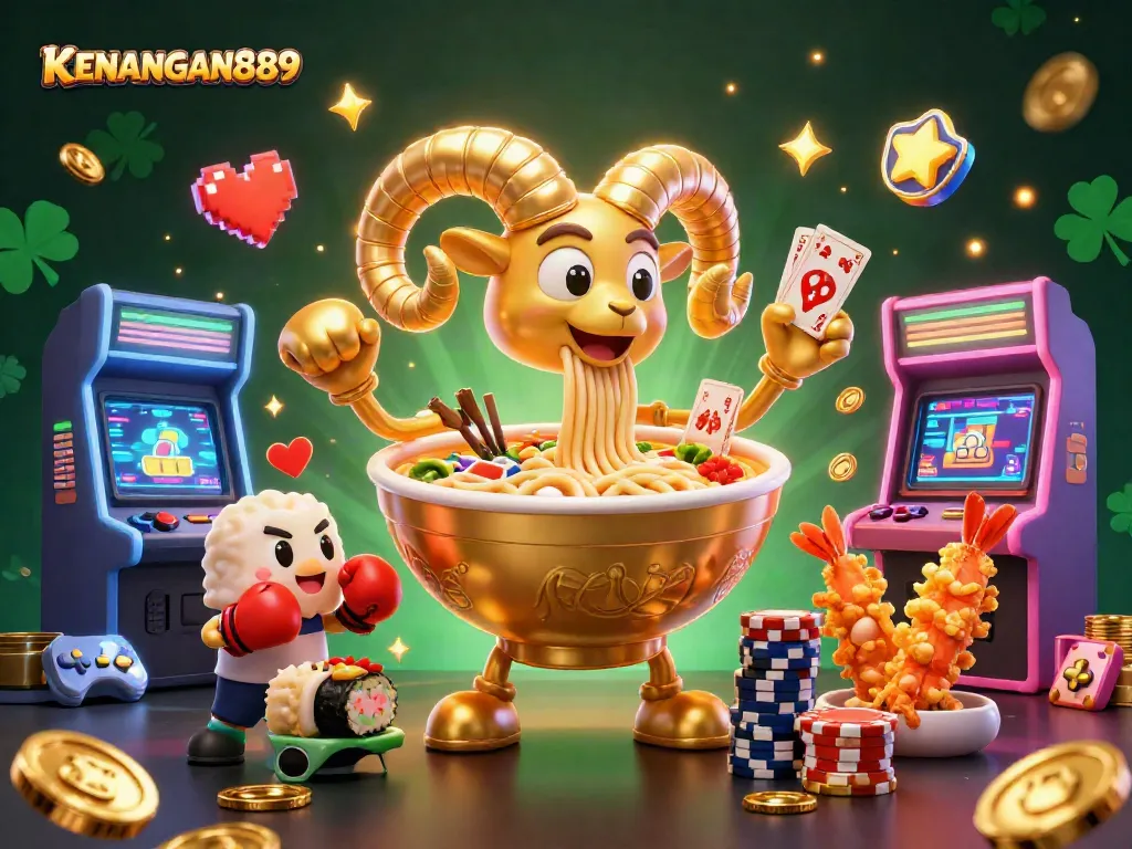 Engage in thrilling bets with KENANGAN889 at this vibrant casino-themed digital scene.