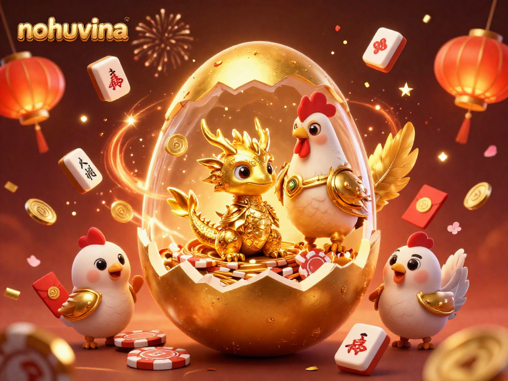 Engage with nohuvina's unique gaming journey featuring an enchanting golden dragon nestled in poker chips.