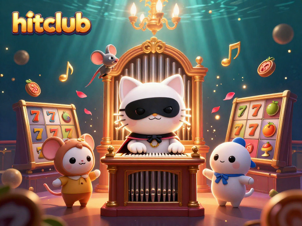 Engage with hitclub's thrilling slots at a vibrant casino, featuring animated characters and dynamic game elements.