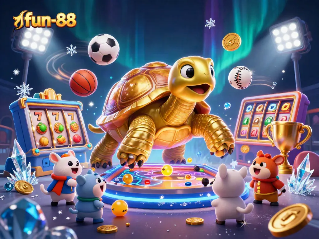 Play exciting slot games at fun-88, featuring vibrant characters and dynamic casino elements.