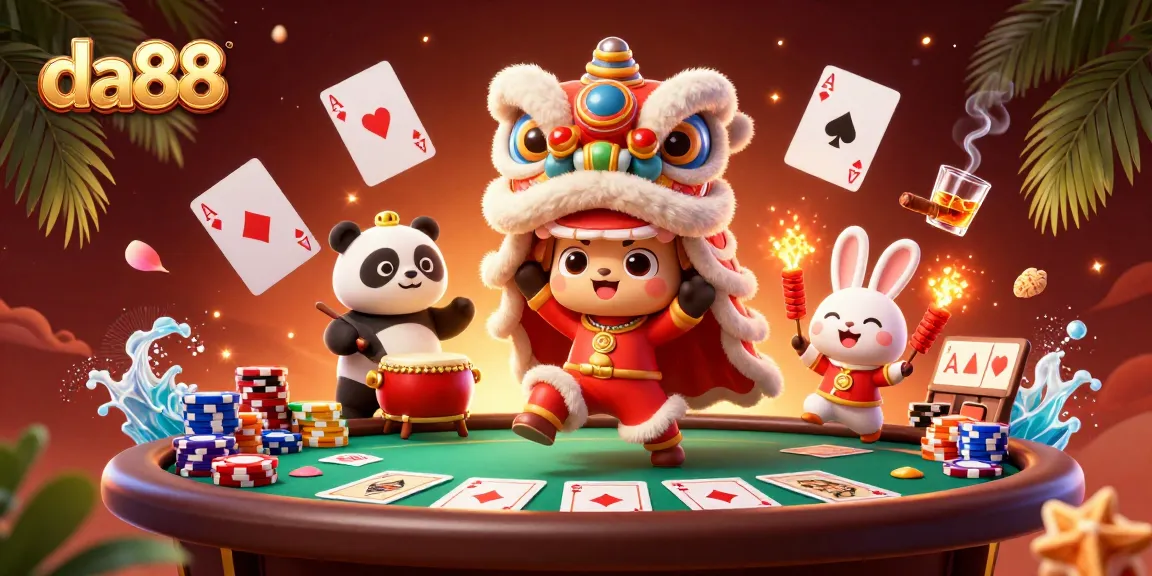 Experience thrills at da88 with festive characters amidst dynamic poker elements.
