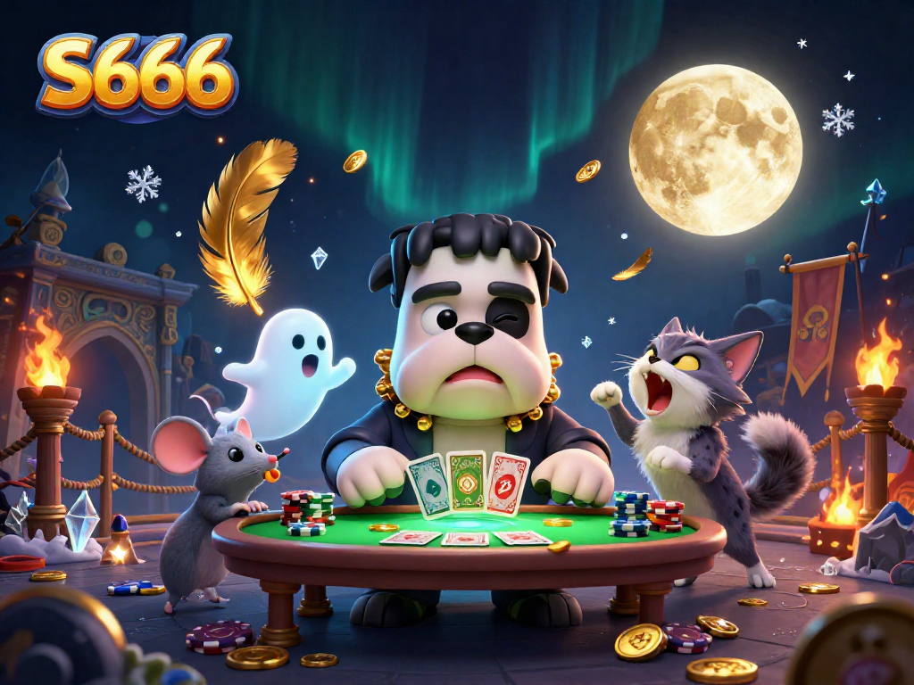 Experience S666 with a 3D cartoon monster dealer, vibrant gaming action, and mystical atmosphere.