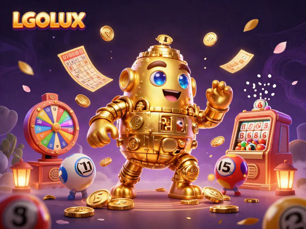 Experience winning thrills with LGOLUX in an energetic casino setting featuring vibrant game elements.