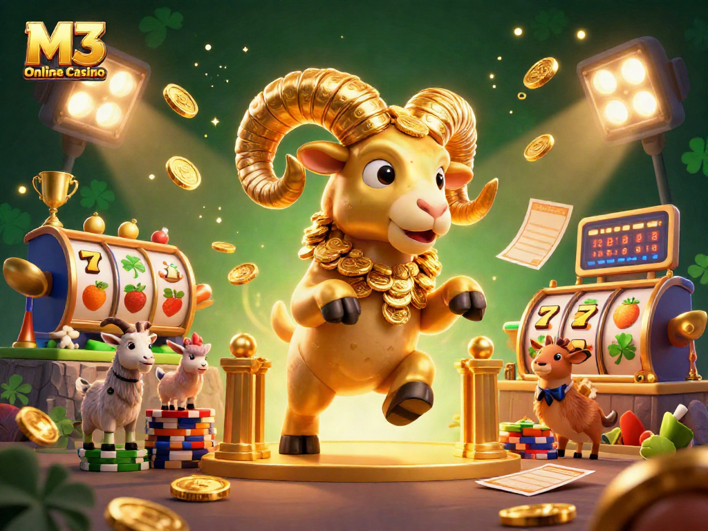 Engage with the thrilling M3 Online Casino experience featuring golden ram and dynamic gaming elements.