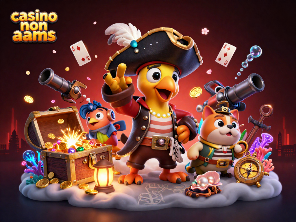 Scopri il casino non AAMS con un'illustrazione 3D di un capitano pirata e tesori