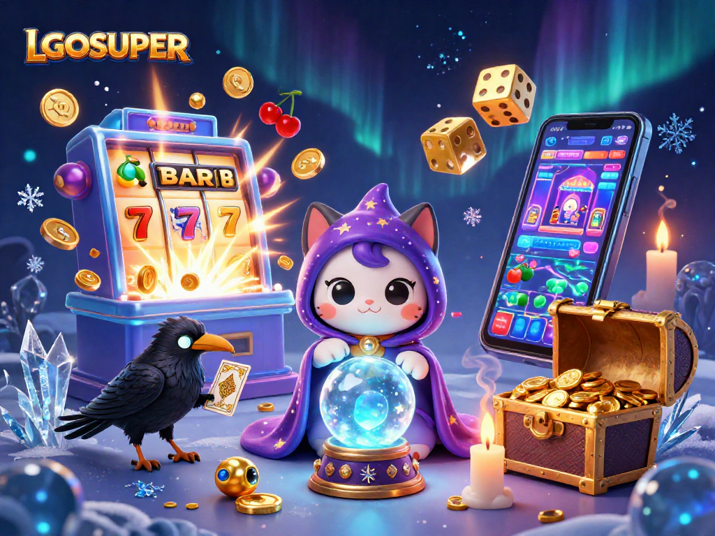Engage with LGOSUPER's vibrant casino action featuring a fortune teller cat and dynamic game elements.