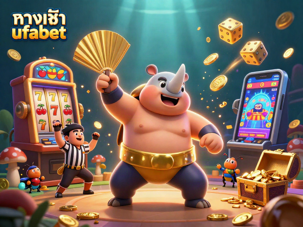 Engage in thrilling gameplay at ทางเข้า ufabet with dynamic casino elements and a vibrant 3D illustration.