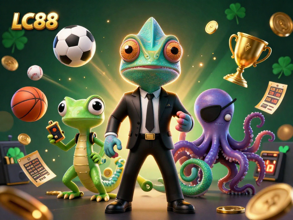 Experience endless thrills at LC88 with dynamic gaming elements and vibrant characters in a lively 3D scene.