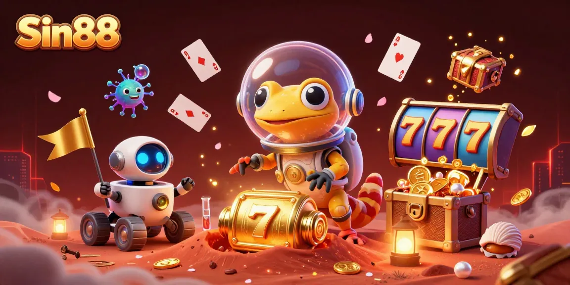 Experience thrilling jackpots and slots at Sin88 with this vibrant casino illustration.