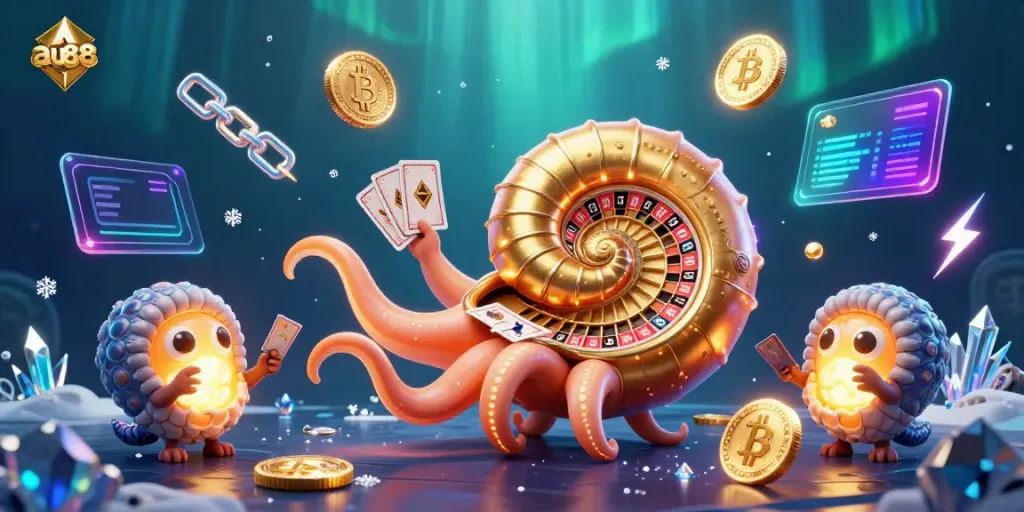 Experience thrilling gameplay at au88 with a giant nautilus roulette wheel and luminous ammonite companions.