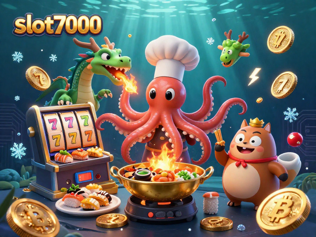 Spin the reels with slot7000 in a vibrant, game-enriched 3D casino scene.