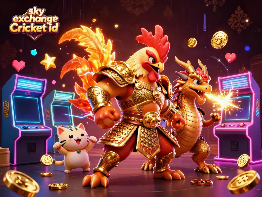 Engage in exciting gameplay with sky exchange Cricket id at this vibrant 3D casino scene featuring fiery characters and dynamic game elements.