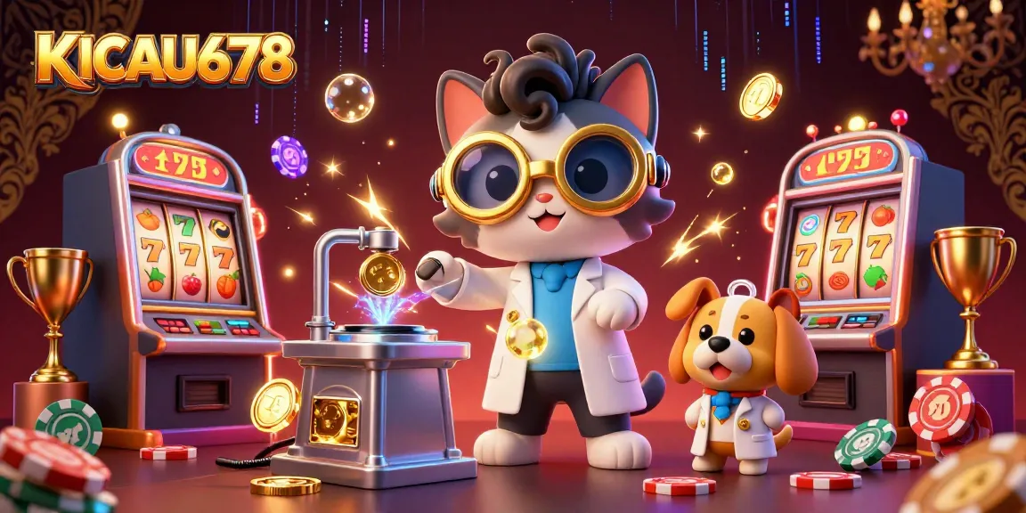 KICAU678 slot machines and characters creating excitement in a vibrant casino atmosphere
