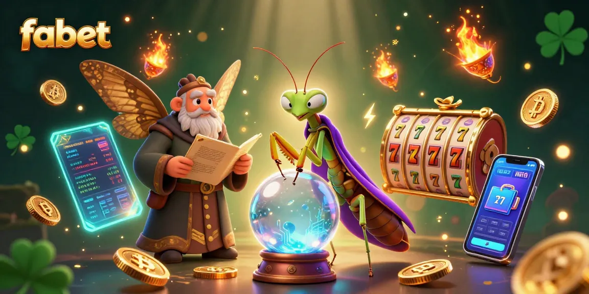 Experience excitement with fabet's vibrant casino illustration showcasing 3D slot reels and dynamic characters.