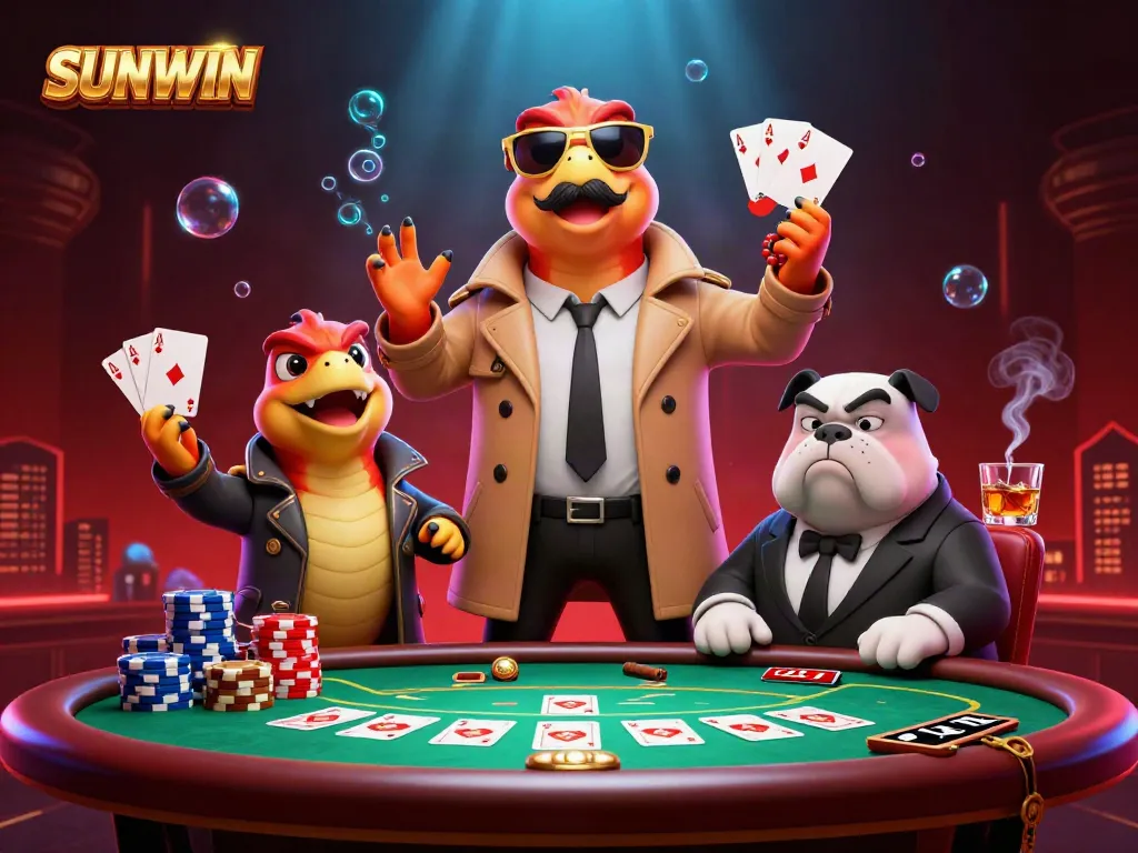 Experience fun and excitement in SUNWIN's VIP casino with raptors and a bulldog.