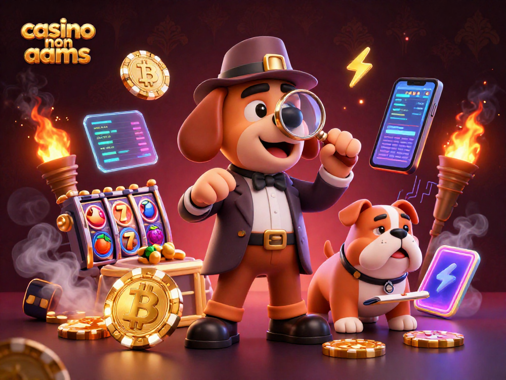 Un detective e un bulldog davanti a un chip da poker d'oro in un casinò non AAMS.