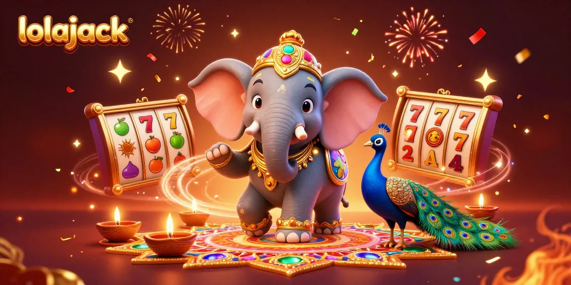 Spin with lolajack in a vibrant, colorful 3D casino scene featuring festive elements.
